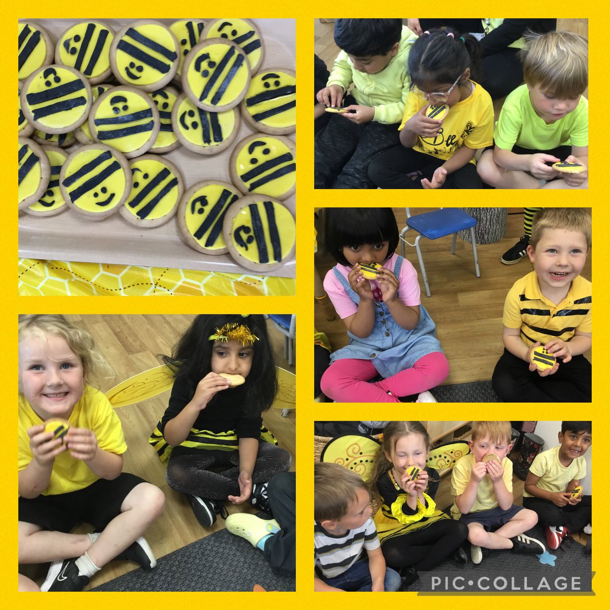 olvschool's tweet photo. Miss Smollen made Reception children some yummy bee biscuits! Thank you very much! @bcw_cat #OLVEYFS #OLVRECEPTON https://t.co/1yueIqAJVs