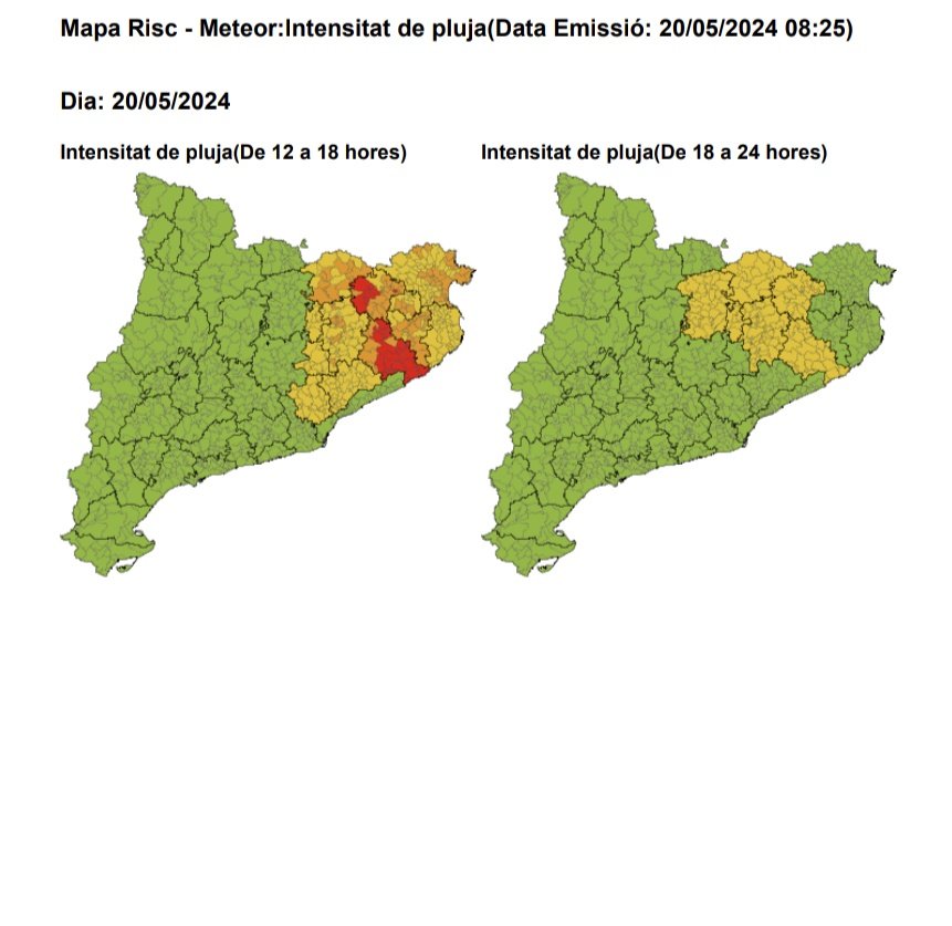 El #CECAT comunica que s'ha activat el Pla #INUNCAT en fase d'ALERTA Durant la tarda d'avui es pot superar el llindar d'intensitat de pluja al terç nord-est de Catalunya A #Terrassa risc baix per intensitat de pluja de 14.00 hores a 20.00 hores del dia d'avui