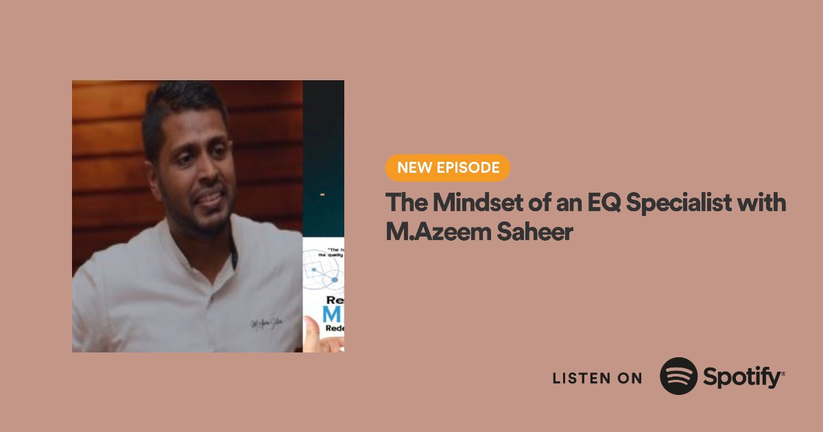 CorkePaul's tweet image. On this episode of Reframe Your Mindset for Success is Mohamed Azeem Saheer.

The Mindset of an EQ Specialist

Listen here:  lnkd.in/eeNTkvct

#podcast #podcastguest #reframeyourmindset #mindset #creativity #innovation #mindsetmatters #mindsetshift #Emotionalintelligence