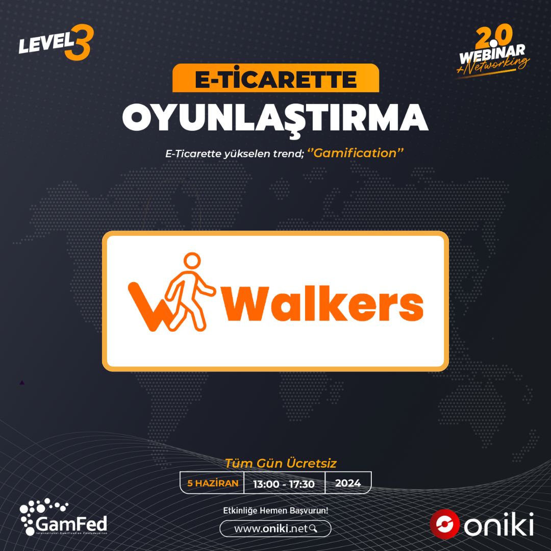 🎮Oniki işbirliğiyle düzenlediğimiz "E-Ticarette Yükselen Trend: #Oyunlaştırma" webinarının Level 3 versiyonunda günlük yürüyüşlerinizi değerlendireceğiniz aktiflik uygulaması Walkers’ın destekleyicilerimiz arasında olmasından mutluluk duyuyoruz 🎉
🔗oniki.net/etkinlik/gamfe…