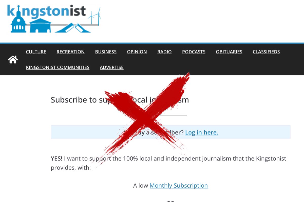 Since most of our followers do not subscribe to The Kingstonist, we have decided to stop retweeting their news stories going forward. #ygk #kingston #news
