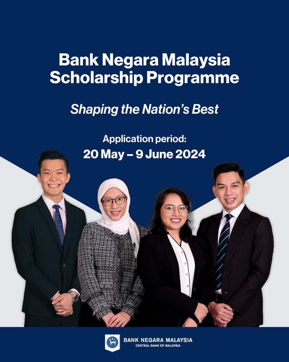 BNM_official's tweet image. Are you the next Bank Negara Malaysia Scholar? 🎓

Our Kijang and Undergraduate Scholarship Programmes are now open for application. To learn more about the application process, visit rebrand.ly/bnmscholarships

#BNMScholarship #Kijang #BNM #Scholarship #SPM2024