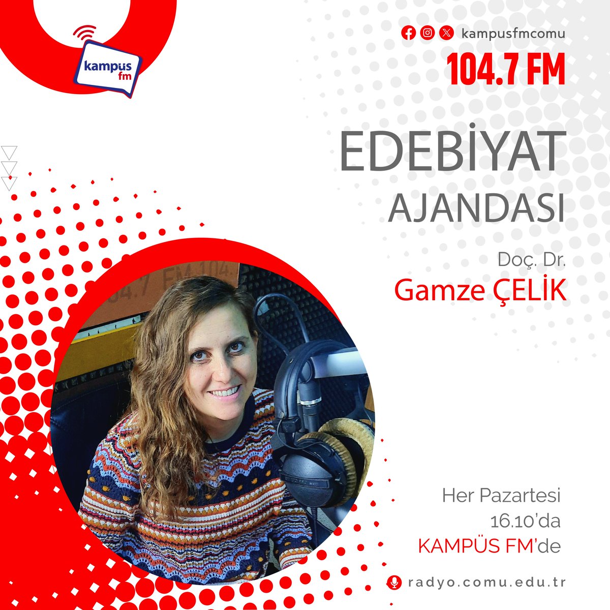 Doç. Dr. Gamze Çelik’in hazırlayıp sunduğu 'Edebiyat Ajandası' saat 16.10'da radyonuzda. Dinlemek için; 📻radyo.comu.edu.tr 📻FM104.7 Mesajlarınız için; 📩radyo.comu.edu.tr/canlimesaj/ #ÇOMÜ #Radyo #ÇOMÜMedyaMerkezi