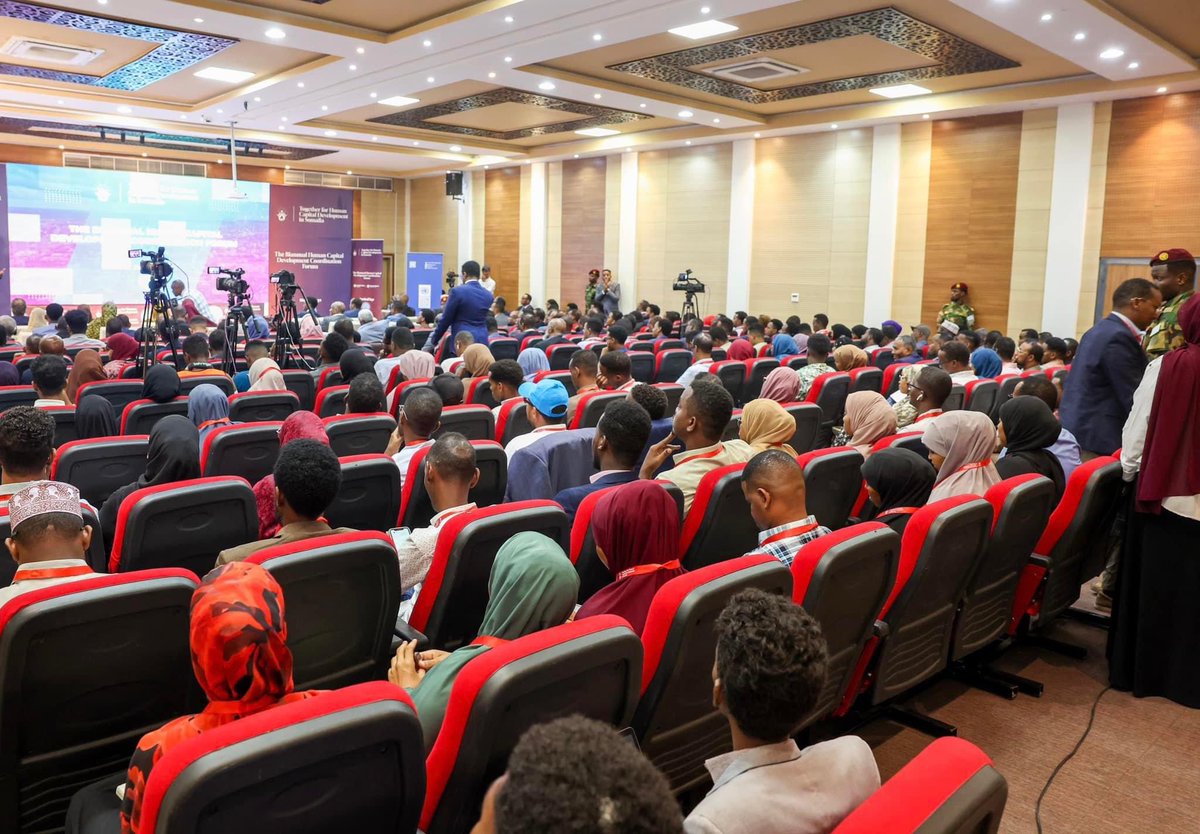 State Minister of @SomaliaMolsa, H.E. @HonYusufMohamed, attended the biannual Human Capital Development Forum, which was officially inaugurated by PM H.E. @HamzaAbdiBarre in #Mogadishu. The forum emphasized the crucial role of human capital development in national progress.