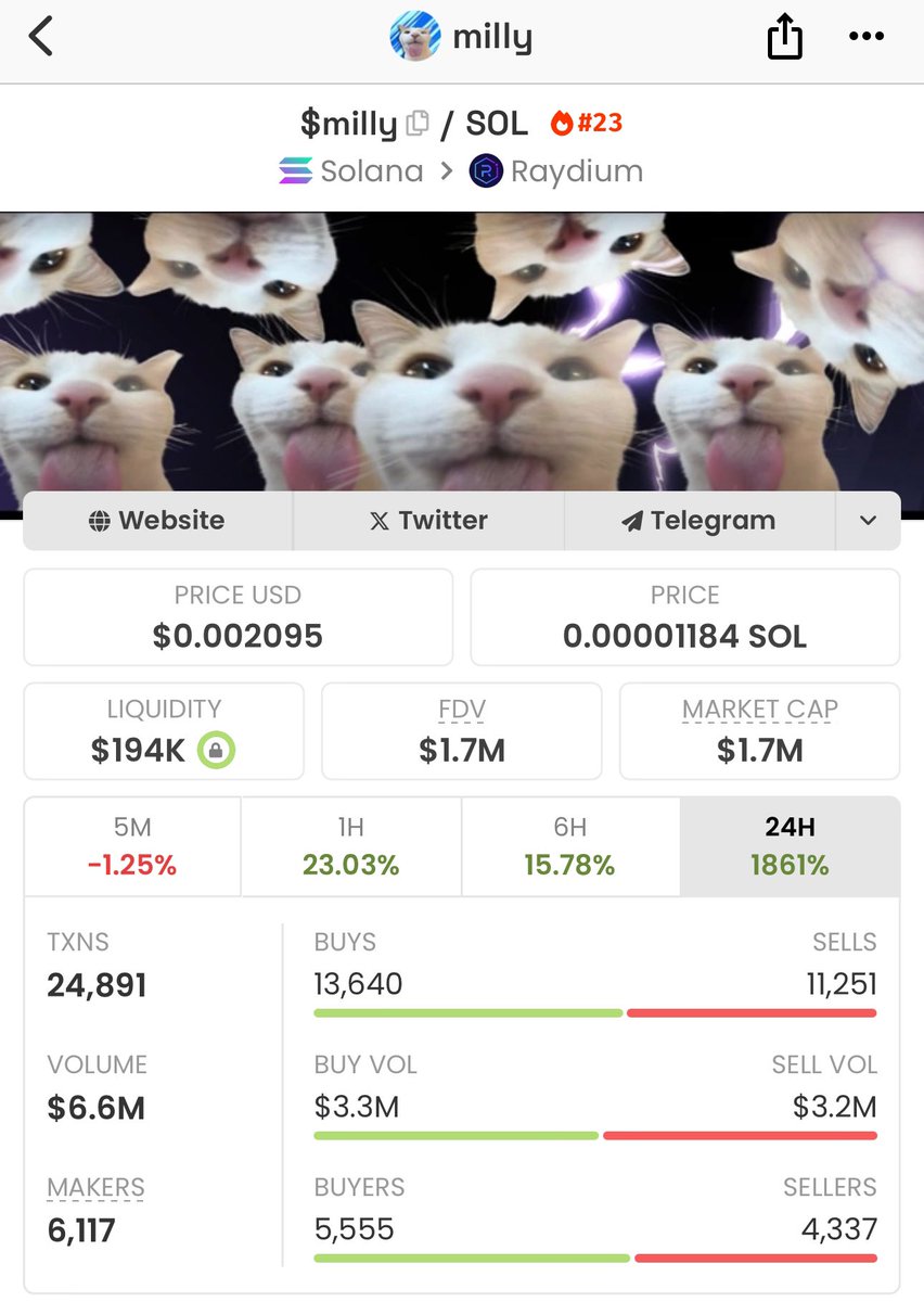 I called $michi at 1m and now I've found $milly. The team is cooking, I just remind u to buy at 1m or at 100m 👅🫵 $milly to a billi 🫵