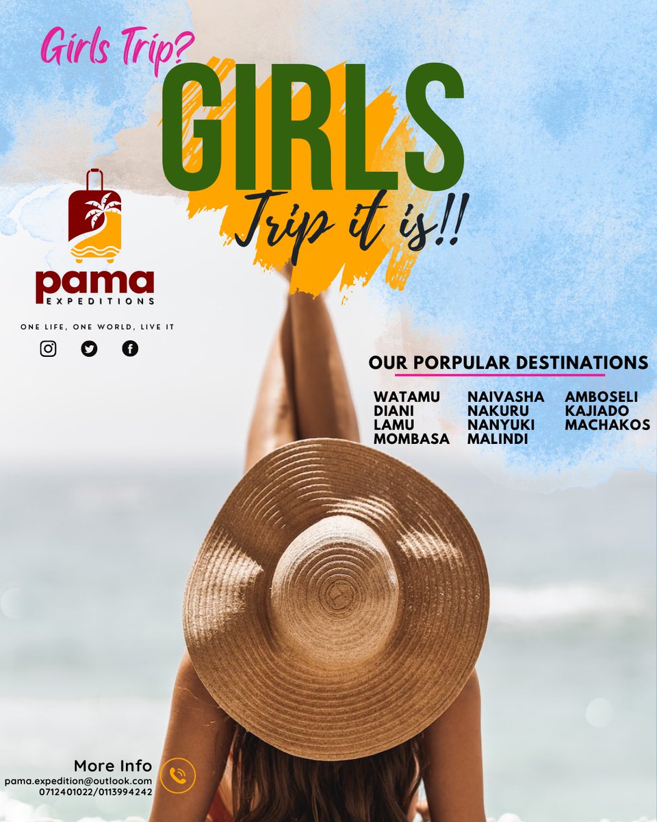 Are you planning a trip with the girls? 👩‍❤️‍💋‍👩We got options for you💯 Talk to us today, let us customized a trip together that you'll live to remember🥰🩷 WhatsApp/Call 📱 0712401022 | 0113994242 ✉️ pama.expedition@outlook.com