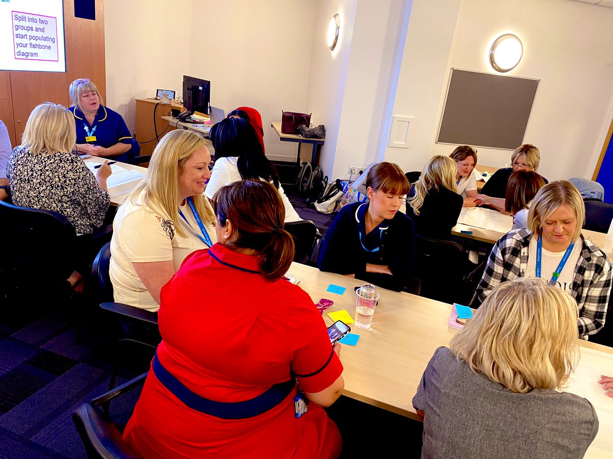 We’re facilitating an obstetric and radiology away day today. Here are the teams working on their cause and effect (fishbone) diagrams- helping us to improve obstetric scanning. Lots of ideas being generated in the process! #QI #obstetrics #radiology