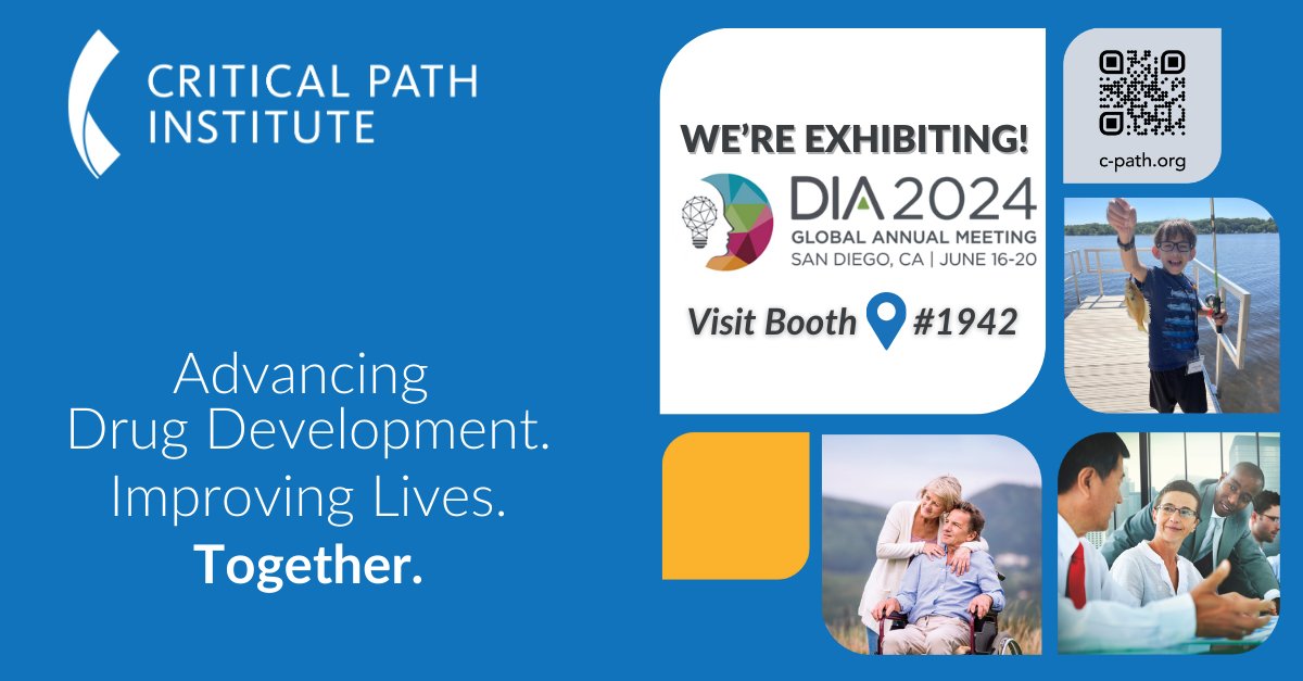 Will you be at #DIA2024? Stop by C-Path’s booth #1942. For 20 yrs, #CPath has been providing the vital infrastructure to generate a unique neutral environment for those working in #drugdevelopment to collaborate. Let's find ways to advance treatments and cures TO.