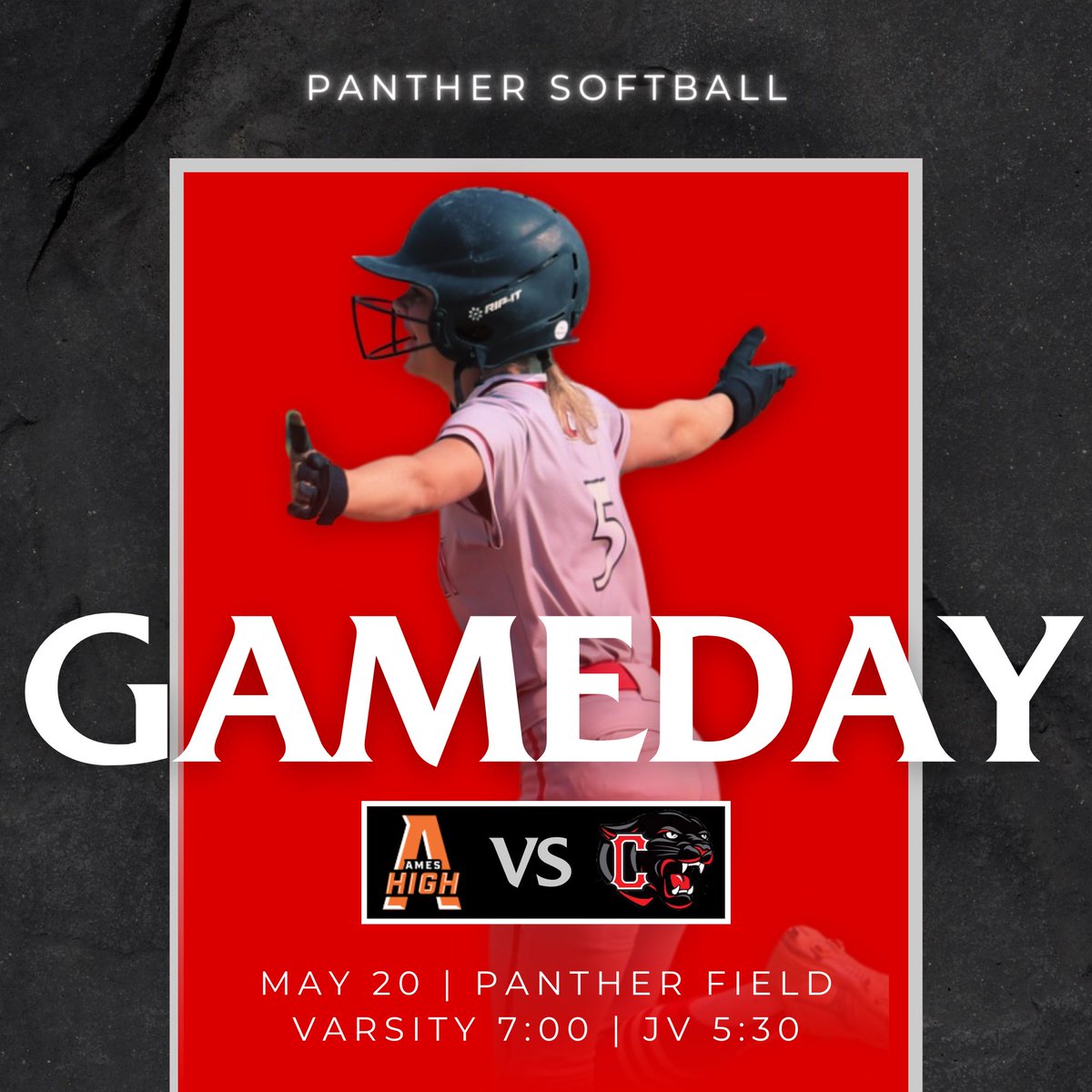 🚨 Game Day 🚨
🥎 Creston vs Ames
🗓️ Monday, May 20
⏰ JV: 5:30, Varsity: 7:00
📍Panthers Field 

Get loud panther nation… ITS GAMEDAY!