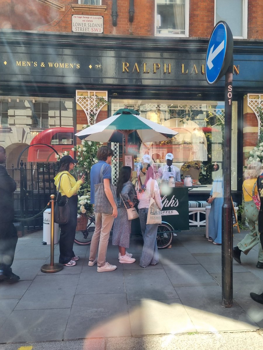 Ralph Lauren setting up a free coffee pop up and blocking the pavement. FML