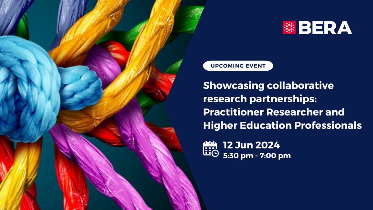 📣 Programme now live! Event: Showcasing collaborative research partnerships: Practitioner Researcher and Higher Education Professionals @research_sig Find out more and register: bera.ac.uk/event/collabor…