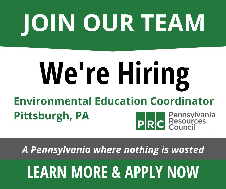 PRC is #hiring an #EnvironmentalEducation Coordinator at its Pittsburgh office.This role is a balance of project coordination, on-the-ground program delivery, educational program design, and public facing outreach and inquiry management. Apply today: prc.org/about/join-our…
