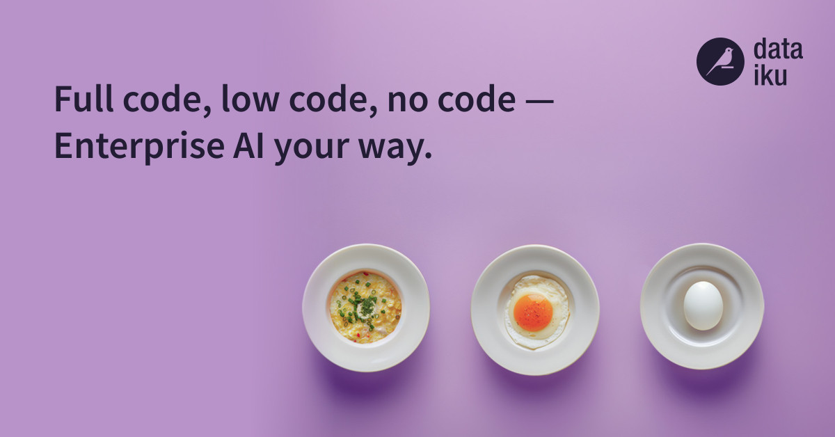 Dataiku drives usability by everyone, bringing intelligence to all. Discover how Dataiku makes #DataDemocratization a reality for even your most complex use cases, and go cook up a delicious analytics or AI project! | bit.ly/3UZAM7T |