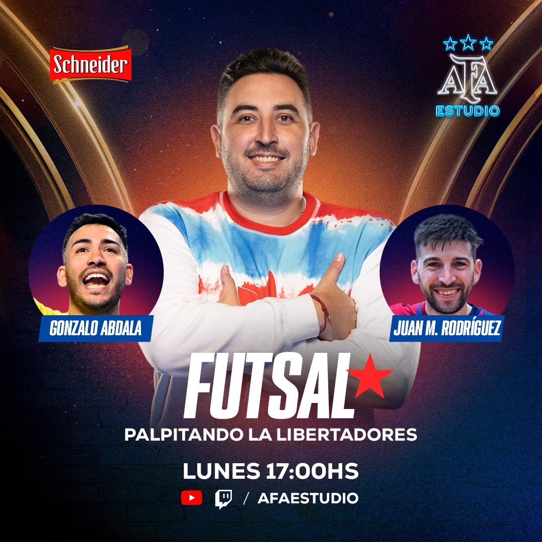 ¡FUTSAL EN AFA ESTUDIO! 👊

Arrancamos la semana con todo. La Copa Libertadores se juega en el país y <a href="/dm_provenzano/">Diego Provenzano</a> se consiguió dos invitados de lujo para charlar: Magia Abdala y Gallego Rodríguez.

🤳 ¡Los esperamos!
🔴 twitch.com/afaestudio 
🔴 youtube.com/@afaestudio