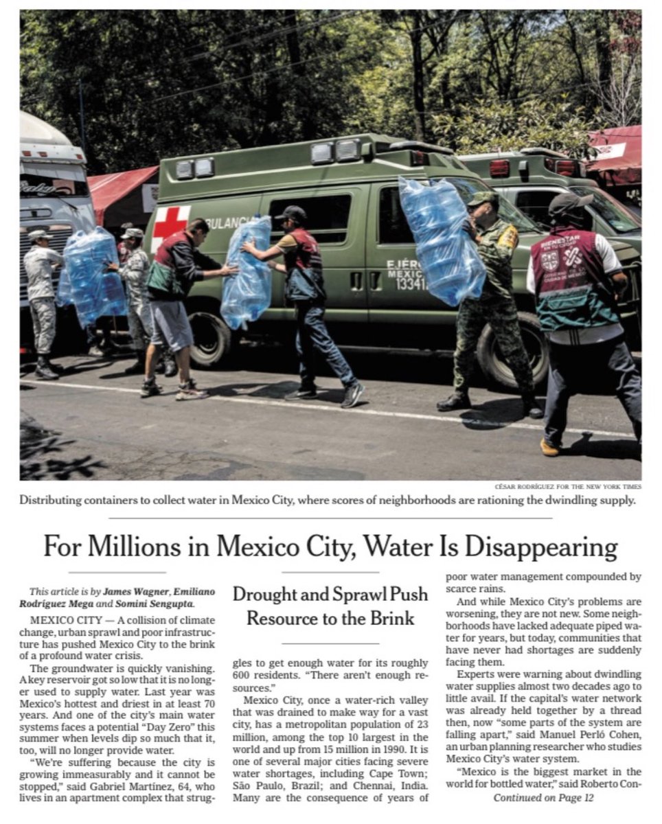 ICYMI, Mexico City’s water woes made it to the front page of the @nytimes this weekend. A story with @ByJamesWagner and @SominiSengupta. Photos by the great @cesar_robe.