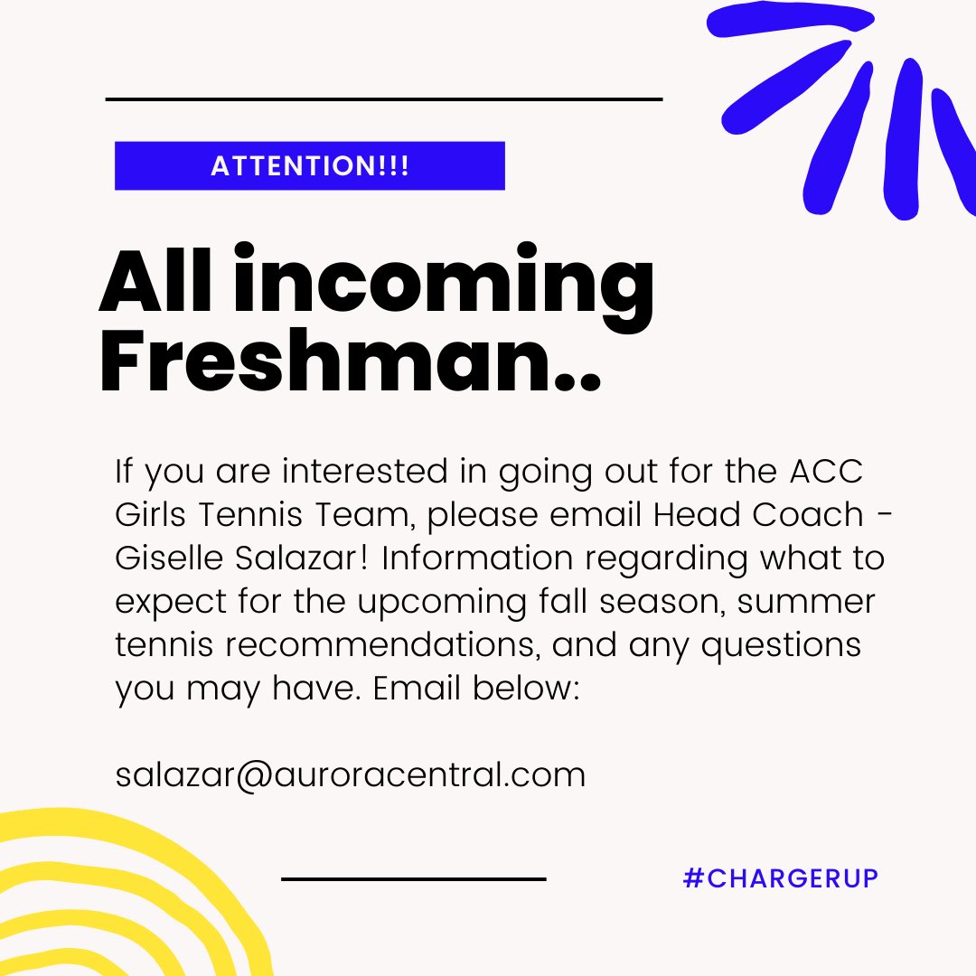 The 2024/2025 season is only 11 weeks away!!! Please reach out to Coach G if you are interested so she can keep you in the loop with anything going on! 

GO CHARGERS!!!💛💙