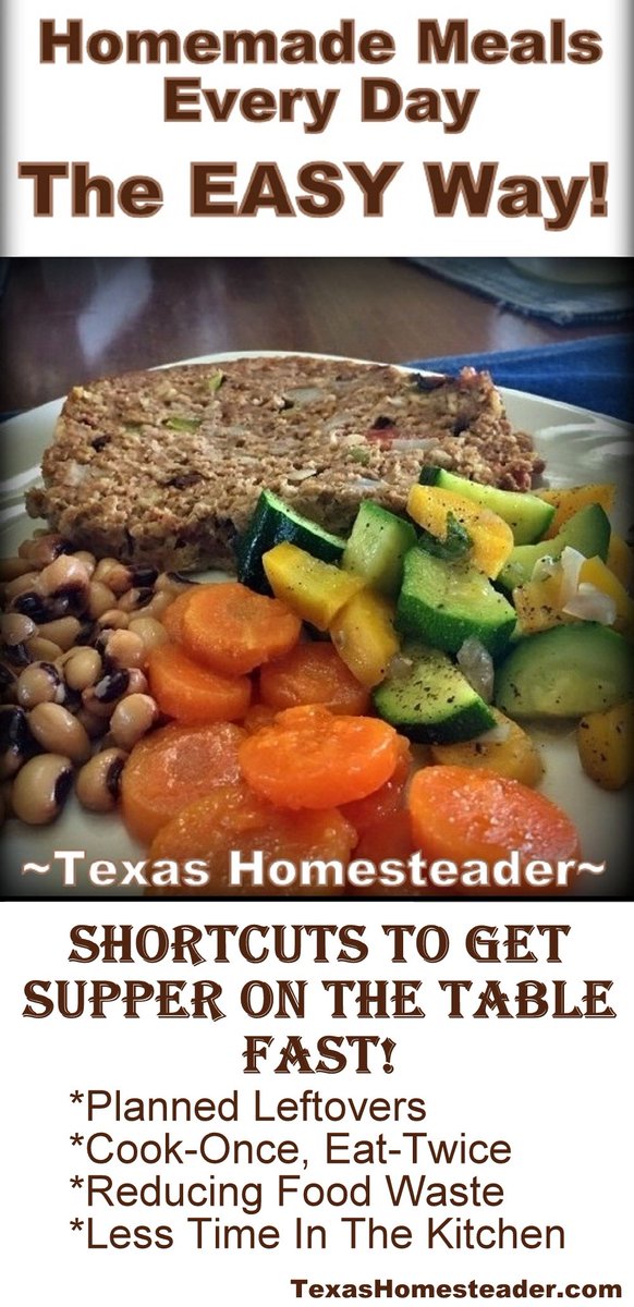 Tx_Homesteader's tweet photo. Serving homemade meals every day doesn't have to be hard or time consuming. There are lots of tips, tricks &amp; easy shortcuts such as leftover cooking, cook-once, eat-twice and more. Come see! https://t.co/UkNxjC7NcL 
.
.
#TexasHomesteader #HomemadeMeals #EasyTips https://t.co/JO6nW6g2gJ