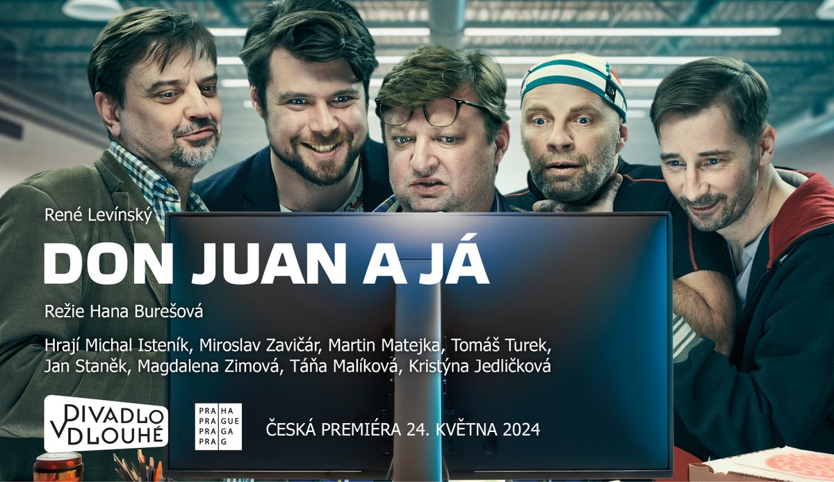 Poslední premiérou letošní sezony je nová komedie René Levínského Don Juan a já v režii Hany Burešové a s Michalem Isteníkem v titulní roli. Premiéra 24. 5. je  zadaná, ale omezený počet vstupenek jsme pustili do prodeje. divadlovdlouhe.cz/novinky/mimora…