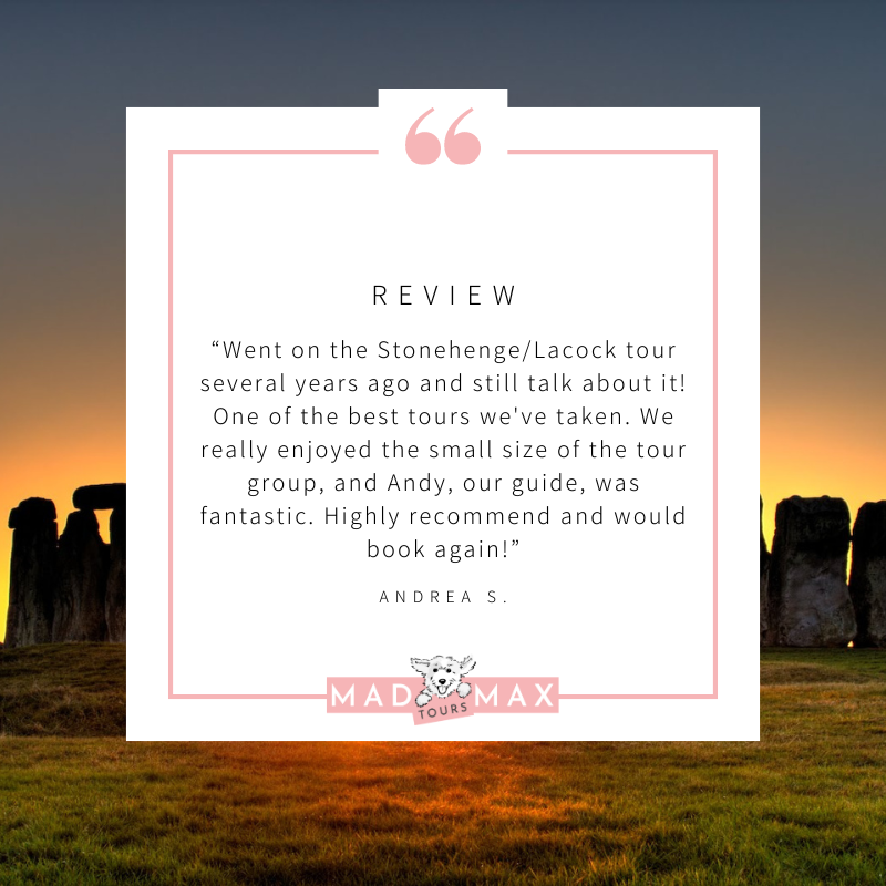 madmaxtours's tweet photo. We like to think that the memories of our South West tours last a lifetime, so it was lovely to read this review from Andrea!

Why not come and make your own memories with us on one of our award-winning small group tours?

#stonehenge #toursuk #visitwiltshire https://t.co/6GsvEFGkqk