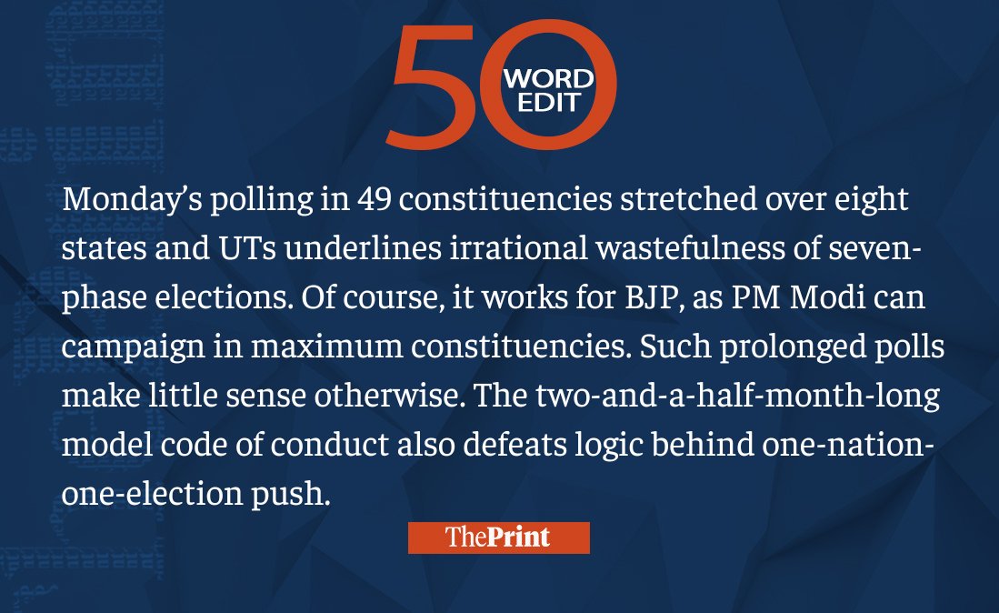 ThePrint #50WordEdit on 7-phase elections

tinyurl.com/46nc7nad