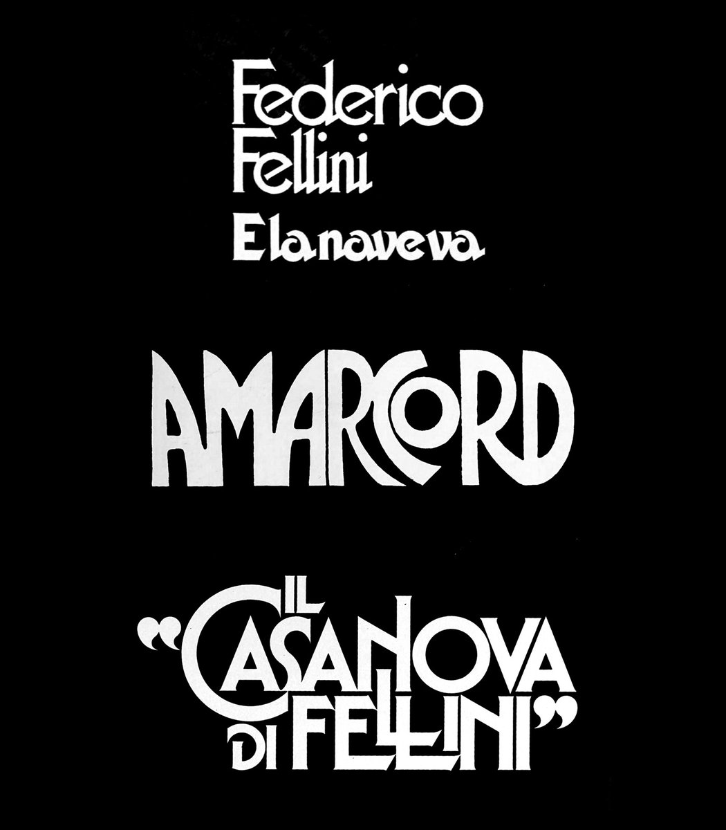 A letter from Federico Fellini to title designer John Alcorn, along with some of his designs (via John Alcorn: Evolution by Design)