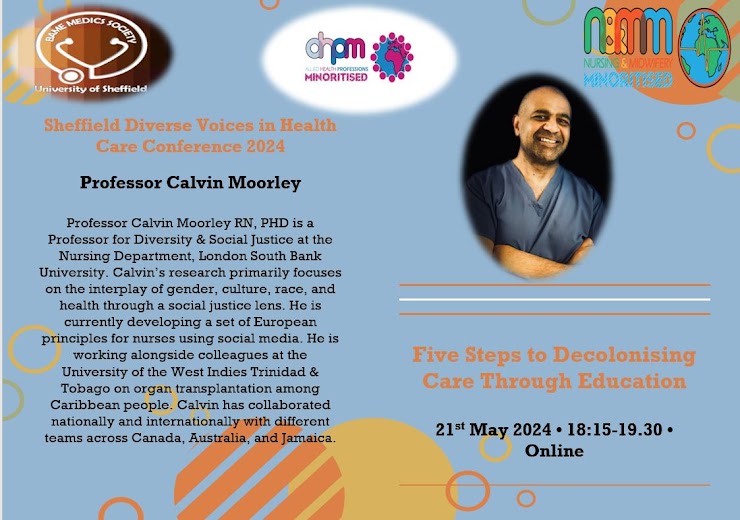 4th Diverse Voices in Health conference session 2 Tuesday 21st May 6:15pm with Professor Calvin Moorley and 5 Steps to Decolonising Care Through Education. Still time to book, bookings will close 12pm tomorrow so do register ASAP
forms.gle/XKcohw8i7kPam6…
