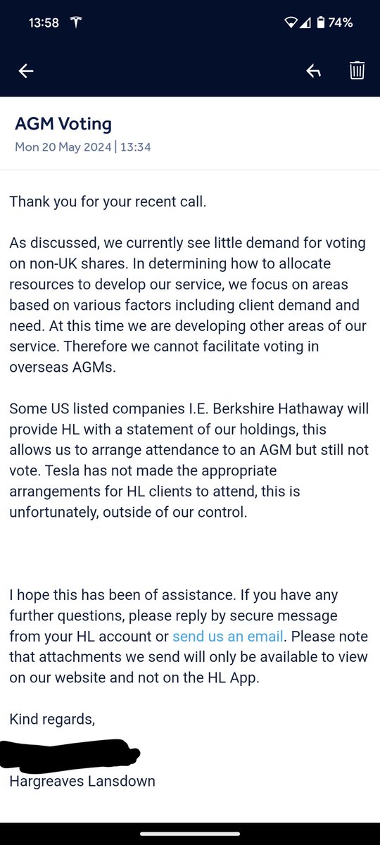 dr_varunm's tweet photo. @elonmusk Any way of sorting issues with @HLInvest? This is the reply I got https://t.co/wIZNO2YJK0