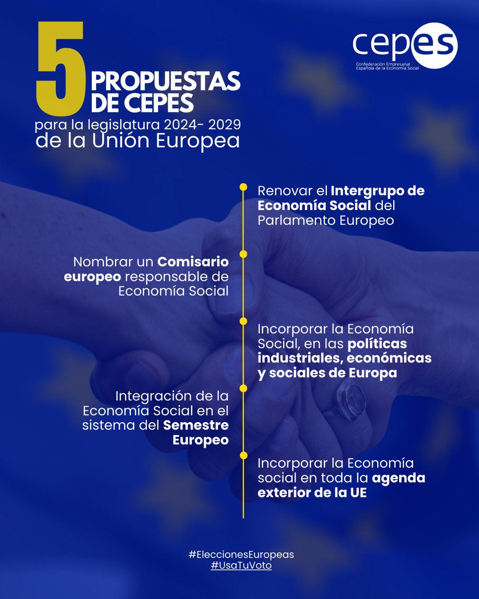 🔵Consulta las 5️⃣propuestas de #CEPES a los partidos políticos que concurren en las elecciones al Parlamento Europeo del próximo #9J 🗣Nuestro pdte., @japedreno, ha reiterado en varias ocasiones ”es prioritario que España como país de referencia a nivel mundial, siga apostando