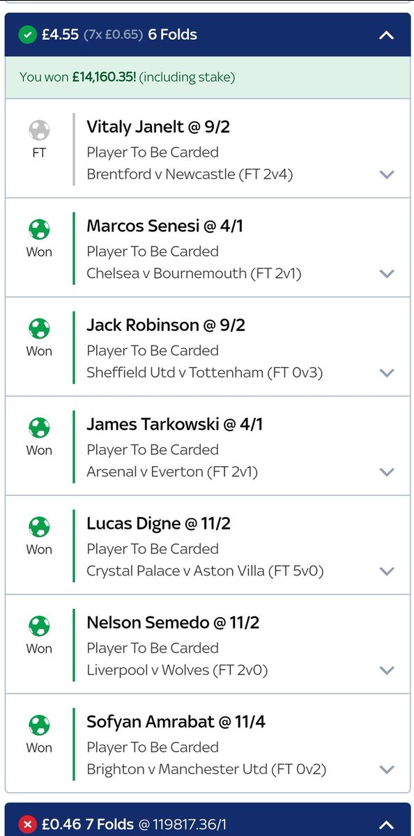 FootyAccums's tweet photo. FEAST YOUR EYES ON THIS WINNER FROM YESTERDAY 🤩🤩🤩

Sent into our DM's by a follower 🤯 

Unbelieeeeevable 👏🏻👏🏻👏🏻

18+ GambleAware https://t.co/gsmeakSc2a