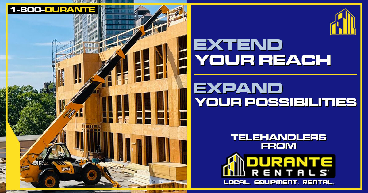 Expand your possibilities with telehandlers from Durante Rentals! Reach higher, accomplish more, and enhance your efficiency on every project. Explore our telehandler fleet at loom.ly/hh9XZtU or call 1-800-DURANTE to rent today! #duranterentals #localequipmentrental