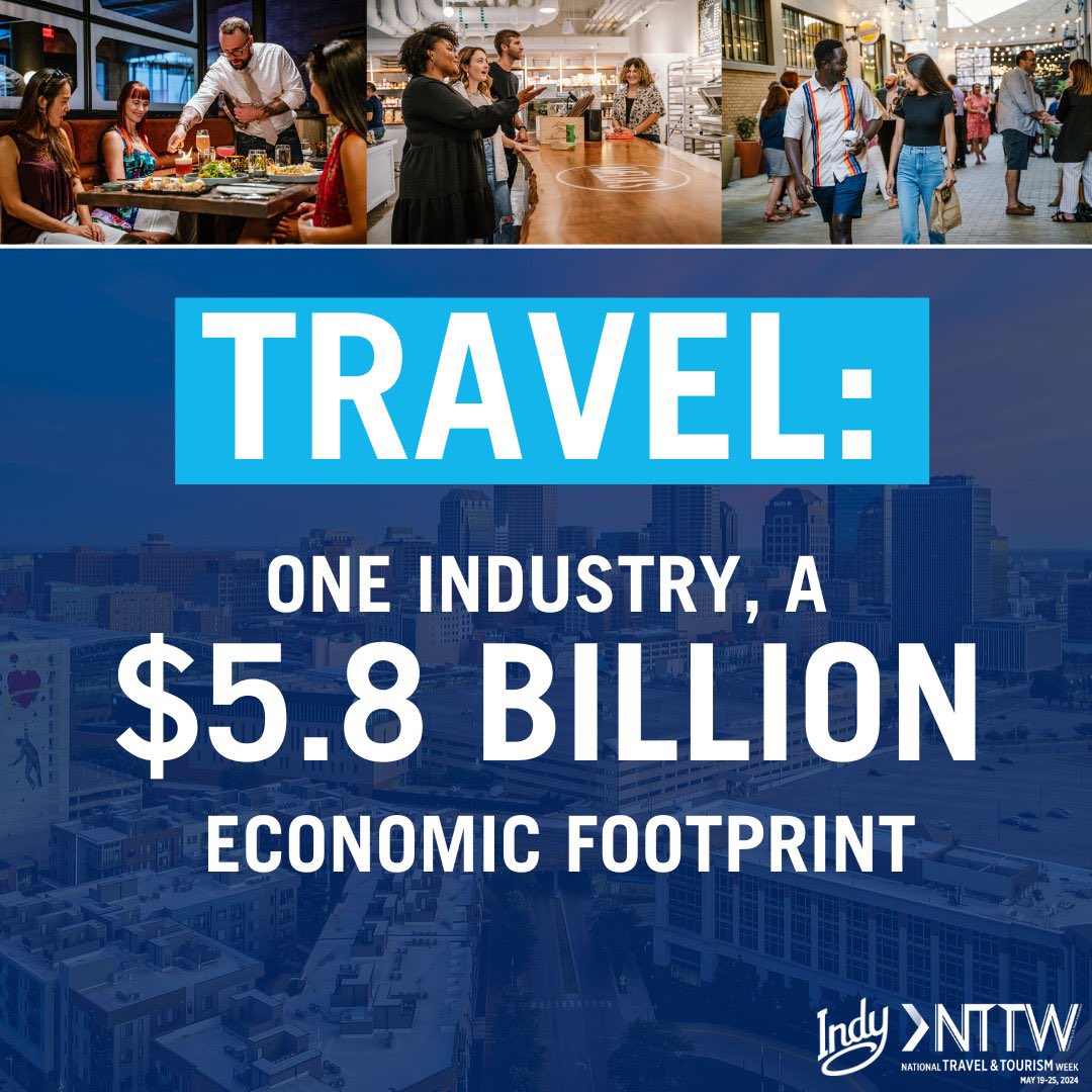 We’re celebrating #NTTW24 and what travel means to Indy– from our communities to our jobs to our economy—travel touches and improves it all. #LoveIndy @USTravel