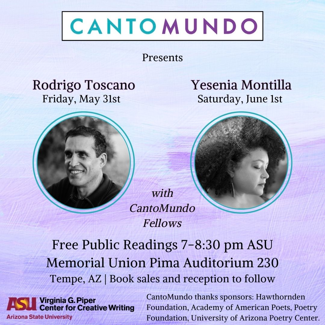 Mark your calendars. So many fabulous CantoMundo readers. Free at @ASU 5/31 & 6/1 with @CantoMundo @piper_center @asuEnglish @ASUEnglish @ASULatino & @palabras_books. Come celebrate with us!