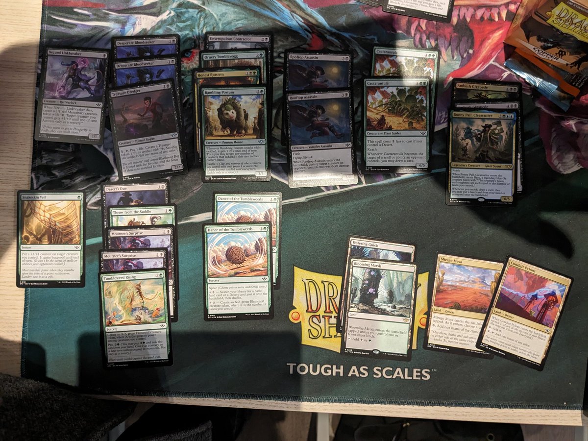 mtg_nomad's tweet image. 1-1-1 at tonight's #MagicMates draft with one of the better paper decks I've piloted; GBu Bonny Pall.

Slight misplay in R1 meant I died to exact damage. And then I was 1 land off winning a 7 turn g3 in r3 and it was the next card deep. That's Magic for you!