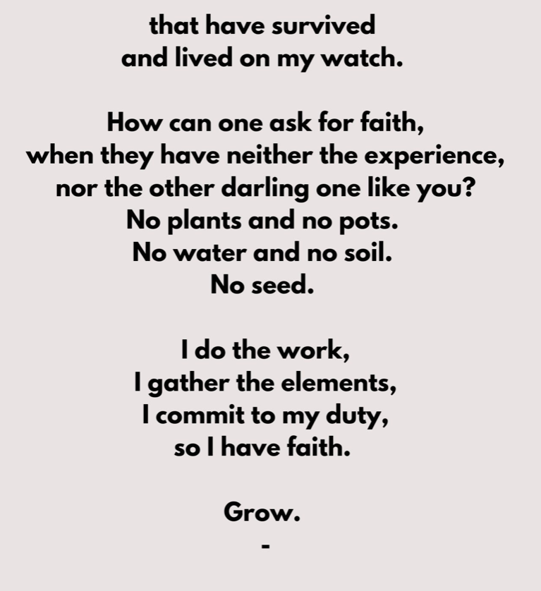 My brother Daniel is a fantastic poet and he is releasing a substack of poems for you to read to your plants AKA 'Plant pot poems'. How cool is that? This one is called 'Grow'. Read to that plant that hasn't sprouted yet, for it, and for you. open.substack.com/pub/danielmaan…