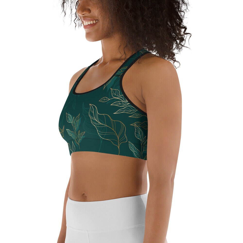 Green leaves floral pattern design women Sports bra #bra #WomenBra 
$45.00
➤ etsy.me/4bS5ohd