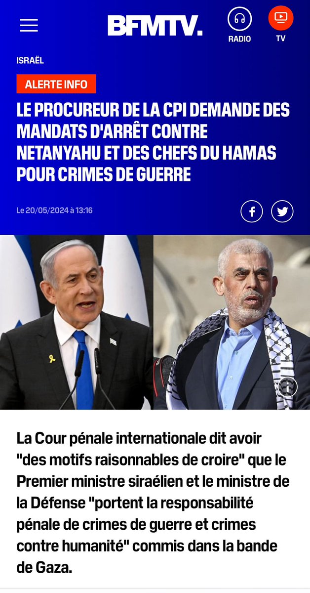 On me dit dans l’oreillette :

Le Procureur de la CPI a un frein institutionnel à sa toute puissance. Il ne peut que proposer des mandats d’arrêt et non les émettre. C’est donc la Chambre Préliminaire de la CPI qui a seule compétence pour les valider ou pas.