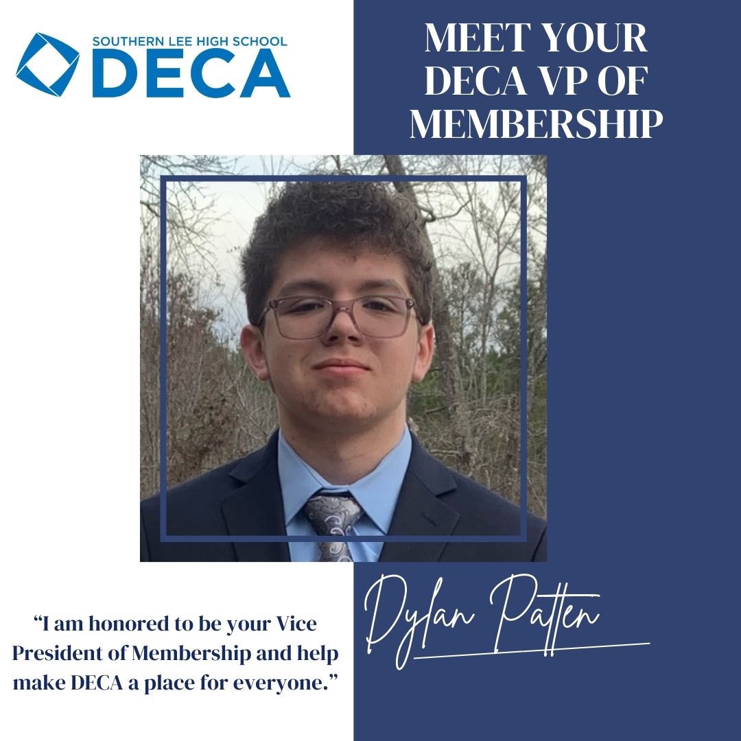 Introducing your 2024-2025 DECA VP of Membership:

Dylan Patten!