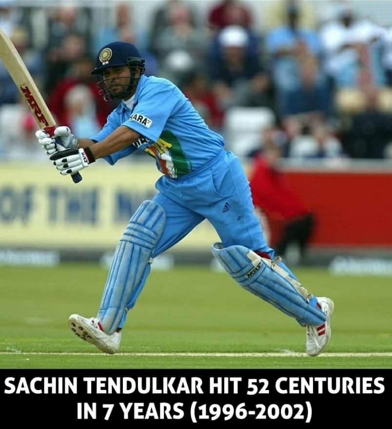 52 Centuries in 7 years ( 1996-2002 )

#SachinTendulkar