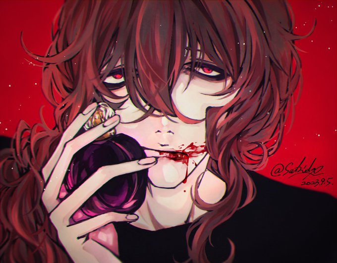 「blood on face long hair」 illustration images(Latest)