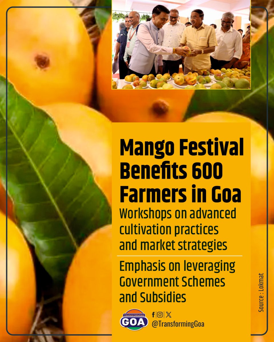 Mango Festival 2024 Benefits 600 Farmers in Goa #goa #GoaGovernment #TransformingGoa #facebookpost #bjym #bjymgoa #MangoFestivalGoa #FarmersFirst #SustainableAgriculture #AgriWorkshops #GoaAgriculture #GovtSchemes #FarmersBenefit #AgriInnovation