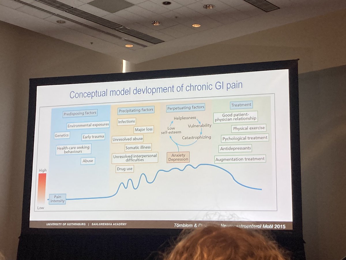 Great session here on IBD-IBS overlap #DDW2024. Predisposing. precipitating, perpetuating factors in development of chronic GI pain. @MagnusSimren