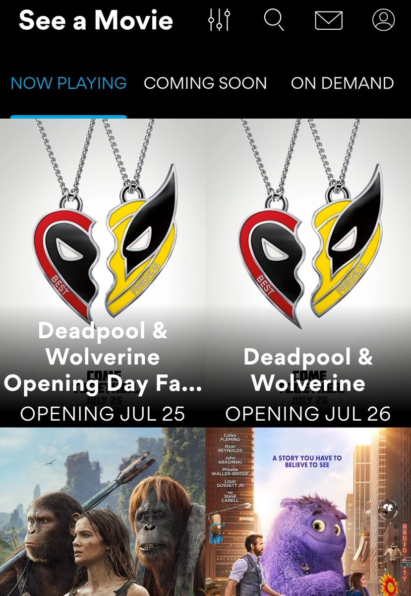 Nice job AMC.  
Front and Center when you open the app! 
#DeadpoolWolverine