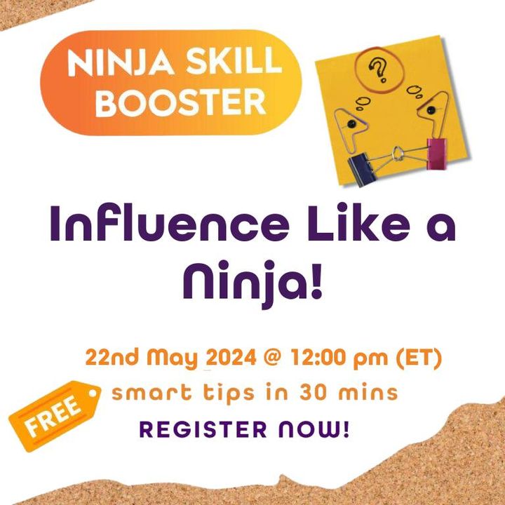 Last call for Wednesday's FREE Ninja Skill Booster. Learn how great communication can transform.

Build an Influence Toolkit of skills: Active Listening, Empathetic Questioning and Positive Framing. 

zurl.co/QgBk

#managementdevelopment #leadership #influencingskills