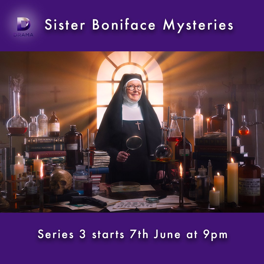 ⛪️ SISTER BONIFACE IS BACK AGAIN ⛪️ Great Slaughter's gift to crime solving returns in Series 3 of #SisterBonifaceMysteries. Starting 7th June at 9pm on Drama and @uktvplay