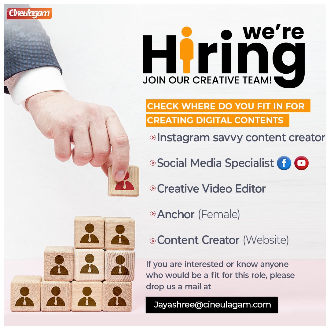 🔴HIRING ALERT

Send your resume to the below-given Mail ID to be a part of IBC Tamil Family.

#JobAlert #JobHiring #hiringalert #HiringNow #jobsearch #jobseekers #IBCTamil #Cineulagam