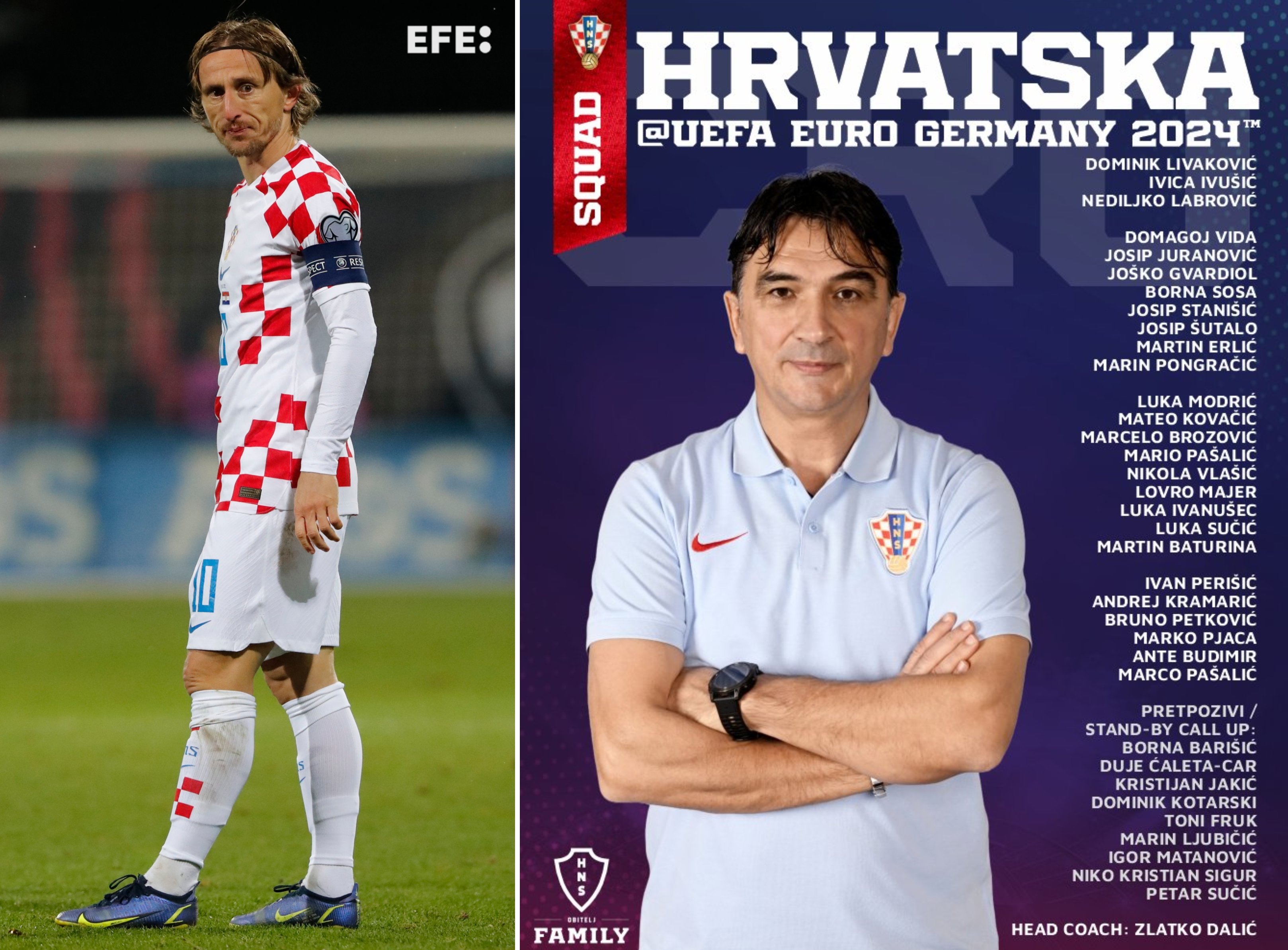 EFE Deportes on X: "🇭🇷 Luka Modric encabeza la lista preliminar de Croacia para la Eurocopa. ↩️ Hasta 20 de los 26 nombres repiten con respecto a la convocatoria del Mundial de