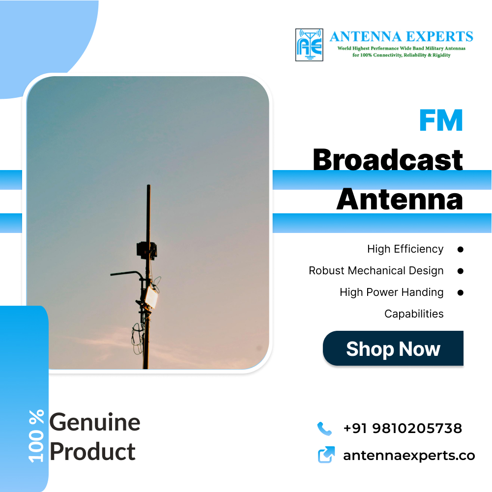 FM broadcast antenna is an omni-directional #antenna that is specially designed for radio stations to transmit & receive signals. At #AntennaExperts, we offer an extensive range of #HF, VHF, & UHF FM #broadcastantennas at low price.
🌐: bit.ly/3xoav75
📞: 9810205738