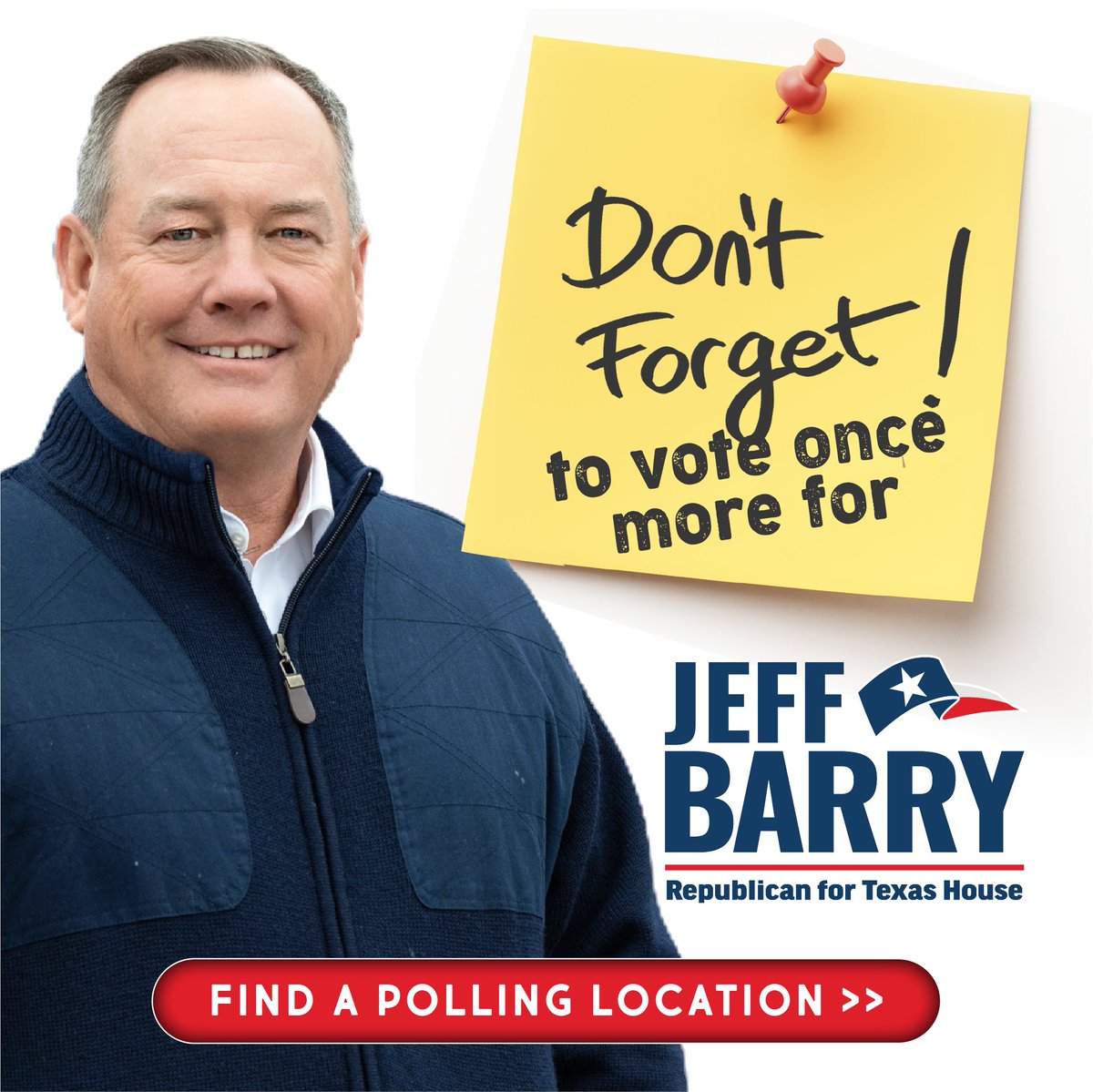 Early voting has begun, don't forget to vote once more for Jeff Barry! 

Find your polling location &gt; votejeffbarry.com/voting