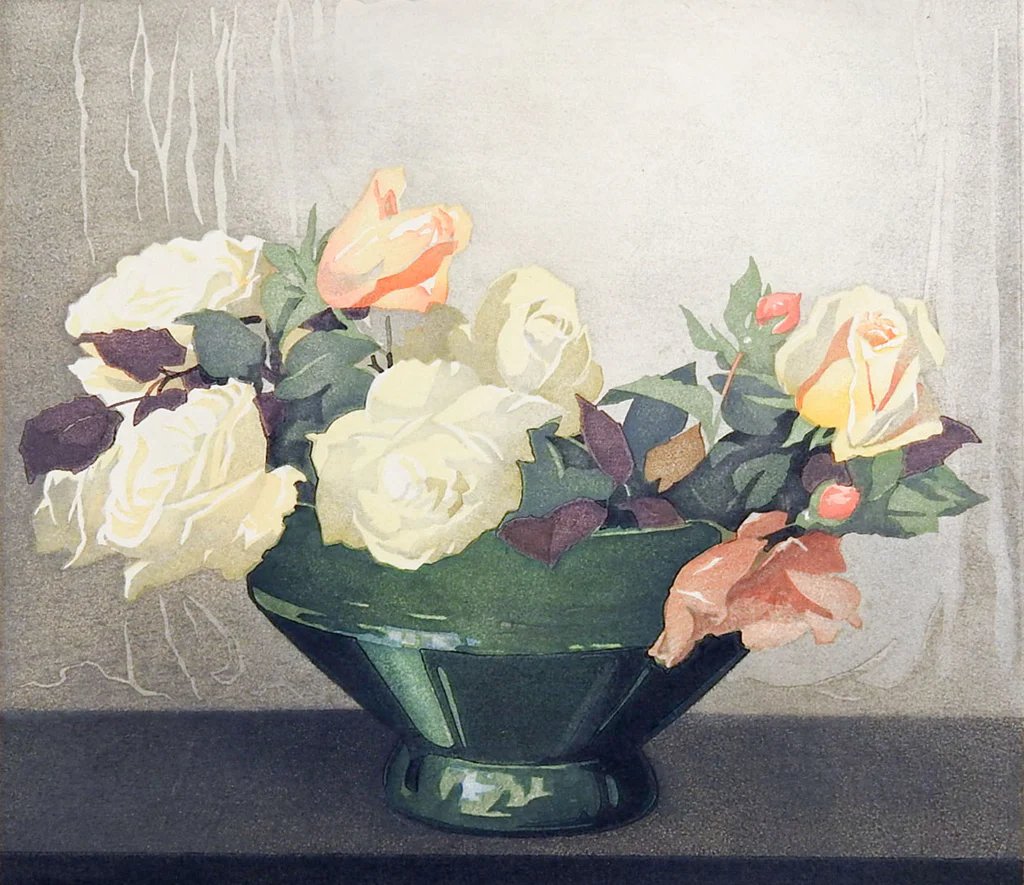 Roses #Woodcut 
By Arthur Rigden Read（British, 1879-1955）