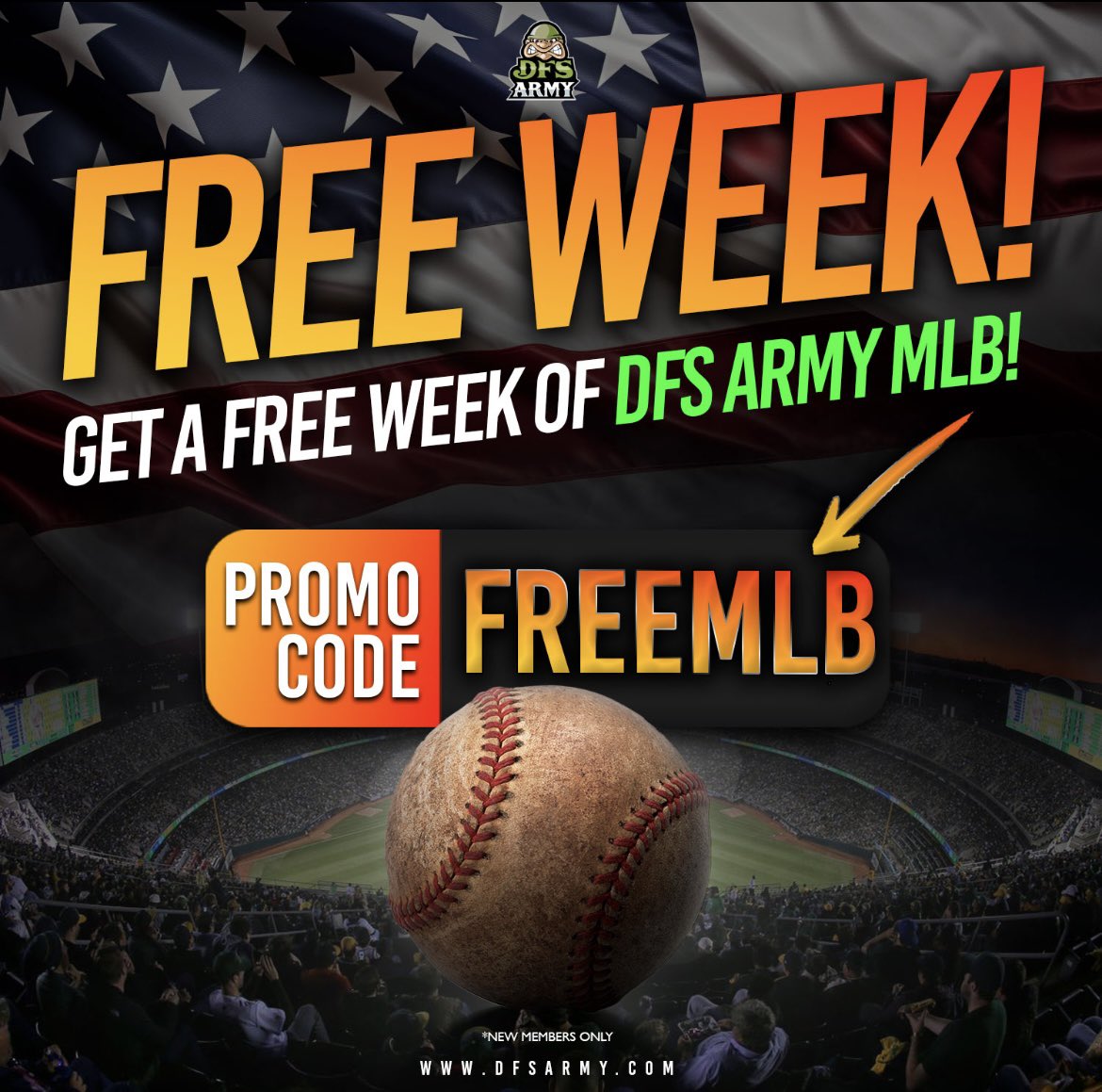 A free week on us? Yes!! Code FREEMLB unlocks complete VIP access to tools, strategy picks, and optimized lineups for 7 days!* Jump in - dfsarmy.com/pricing *New Members Only